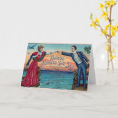 海のメッセージカードを渡る手 カード (黄色い花)