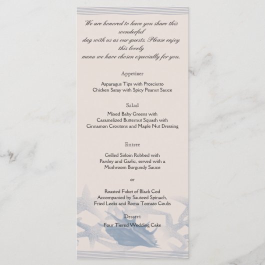 海のメニ結婚ュー メニュー (正面)