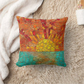 海のモザイクアートの上の日の出 クッション (ブランケット)