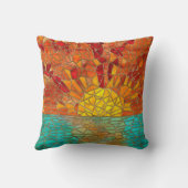 海のモザイクアートの上の日の出 クッション (裏面)