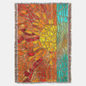 海のモザイクアートの上の日の出 スローブランケット (正面縦)