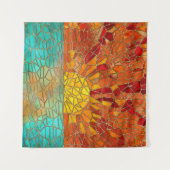 海のモザイクアートの上の日の出 タペストリー (正面(横))