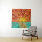 海のモザイクアートの上の日の出 タペストリー (インサイチュ)