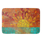 海のモザイクアートの上の日の出 バスマット (正面)