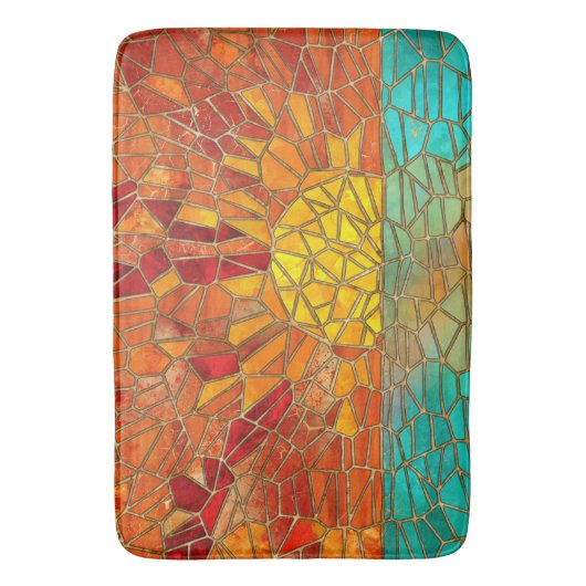 海のモザイクアートの上の日の出 バスマット (正面縦)