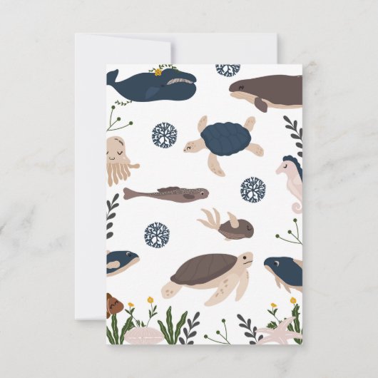 海のモダン下で赤ちゃんシャワー招待状 招待状 (裏面)