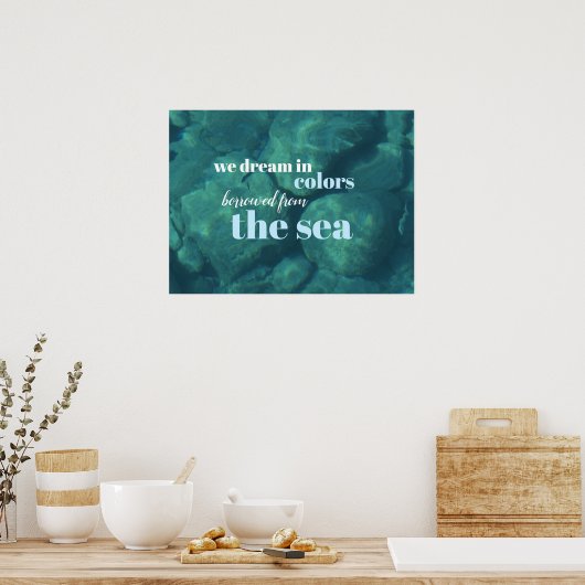 海のモチベーションの下で青い熱帯を夢見る ポスター (キッチン)