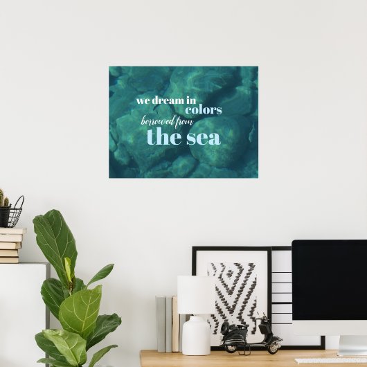 海のモチベーションの下で青い熱帯を夢見る ポスター (ホームオフィス)