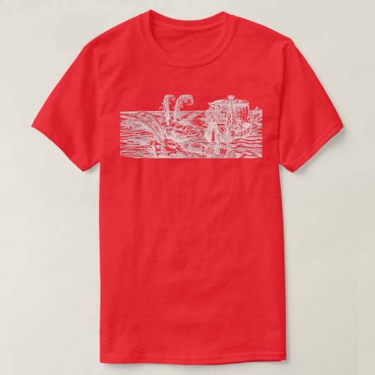 海のモンスター2クジラ白 Tシャツ (デザイン正面)