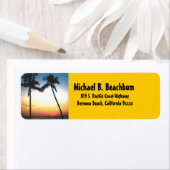 海のヤシの木が夕暮れ ラベル (インサイチュ)