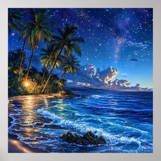 🌴 海のヤシの木の風景 - ホームデコレーションギフト 🌊 ポスター (正面)