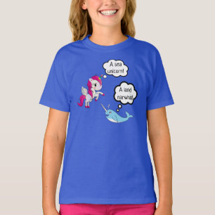 海のユニコーンはnarwhal土地に会います tシャツ