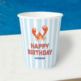 海のロブスターの子供の誕生日おめでとう 紙コップ