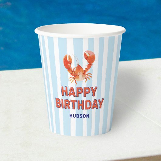 海のロブスターの子供の誕生日おめでとう 紙コップ