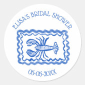 海のロブスター CUSTOM ブライダルシャワーの愛のメモ ラウンドシール (正面)