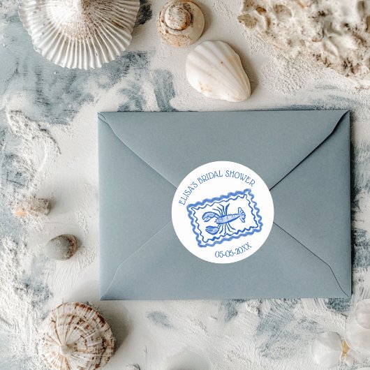 海のロブスター CUSTOM ブライダルシャワーの愛のメモ ラウンドシール