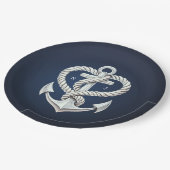 海のロマンス縄錨沿岸海軍結婚 ペーパープレート (アングル)