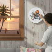 海のワイ：カラフルタコ ラージ壁時計