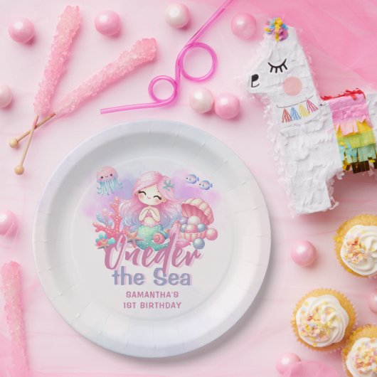 海の一歳の誕生日 ペーパープレート (パーティー)