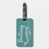 海の一角獣 |パーソナライズされた | ラゲッジタグ (裏面縦)