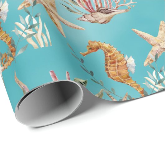 海の上でヒトデカリブのを捕る ラッピングペーパー (ロールコーナー)