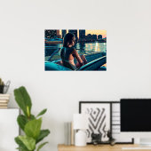 海の上でマイアミの夕日を楽しむマルセラ ポスター (ホームオフィス)