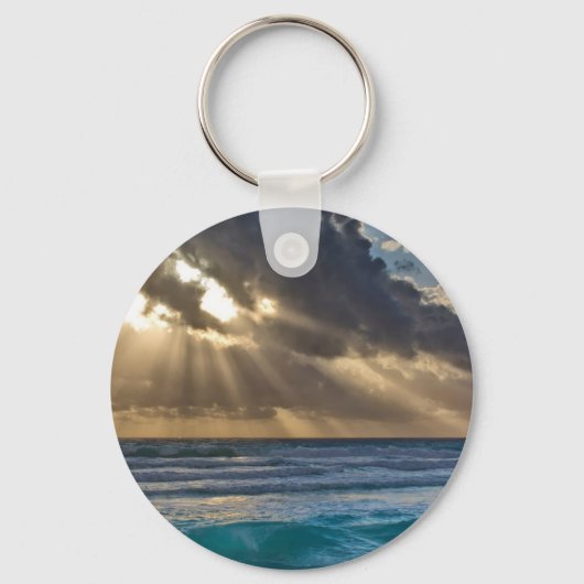 海の上で雲を切り抜ける太陽 キーホルダー (正面)