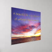 海の上に息をのむような夕日 – 引用文 箔ポスター (レイダウン)