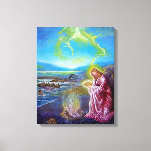 海の上のイエス，聖ヨハネ21 キャンバスプリント (正面)