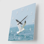 海の上のカモメの飛行 スクエア壁時計 (傾斜)