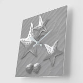 海の上のヒトデ、フェイクレリーフ、 浮き彫り大時計 スクエア壁時計 (傾斜)