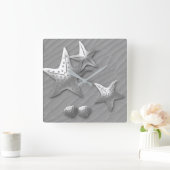 海の上のヒトデ、フェイクレリーフ、 浮き彫り大時計 スクエア壁時計 (ホーム)