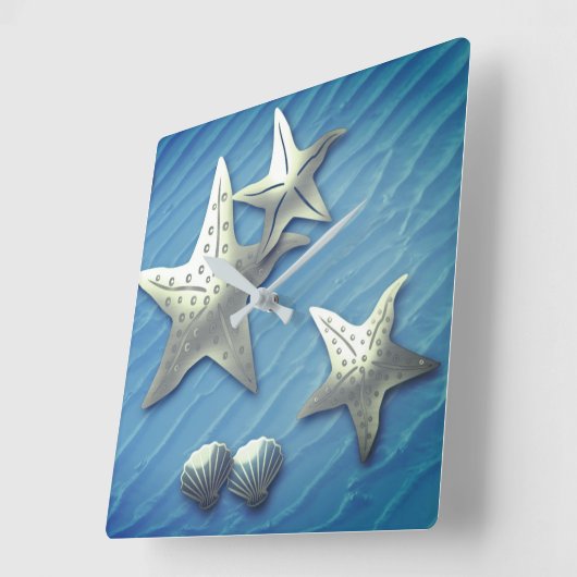 海の上のヒトデ、フェイクレリーフ、 浮き彫り大時計 スクエア壁時計 (傾斜)