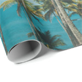 海の上のヤシの木、ヴィンテージ調整、再生 ラッピングペーパー (ロールコーナー)