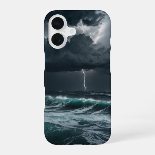 海の上の嵐 iPhone 16ケース (裏面)