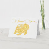 海の下かわいいウミガメの写真子供の誕生日 箔グリーティングカード (正面)