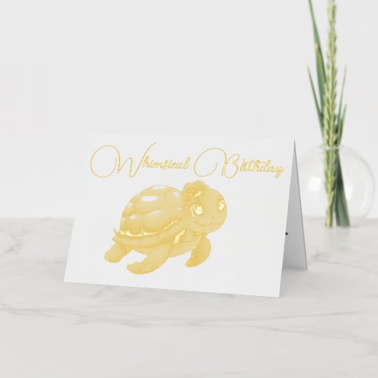 海の下かわいいウミガメの写真子供の誕生日 箔グリーティングカード (正面)