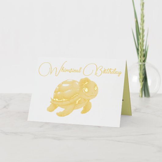 海の下かわいいウミガメの写真子供の誕生日 箔グリーティングカード (正面)
