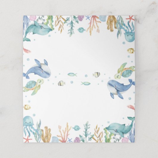 海の下かわいい海動物の食べ物座席表 プレイスカード (外部開封)