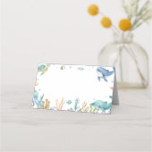 海の下かわいい海動物の食べ物座席表 プレイスカード (正面)