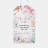 海の下かわいい海動物誕生日ありがとう ギフトタグ (正面)