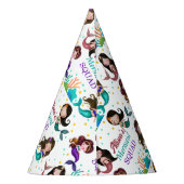 海の下かわいらしの人魚の人魚の群れ パーティーハット (裏面)