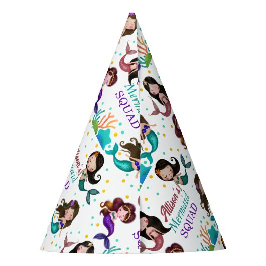 海の下かわいらしの人魚の人魚の群れ パーティーハット (裏面)