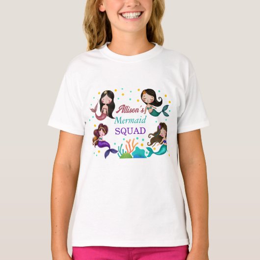 海の下かわいらしの人魚の人魚の群れ Tシャツ (正面)