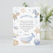 海の下だ！かわいい青い男の子の赤ちゃんシャワー サンキューカード (スタンド正面)