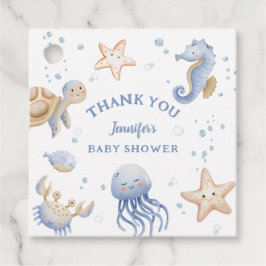 海の下だ!かわいい青い男の子の赤ちゃんシャワー フェイバータグ