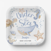 海の下だ！かわいい青い男の子の赤ちゃんシャワー ペーパープレート (正面)