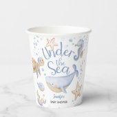 海の下だ！かわいい青い男の子の赤ちゃんシャワー 紙コップ (裏面)