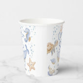 海の下だ！かわいい青い男の子の赤ちゃんシャワー 紙コップ (右)