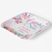 海の下だ!ピンクのリトルマーメイド1歳の誕生日 ペーパープレート (傾斜あり)